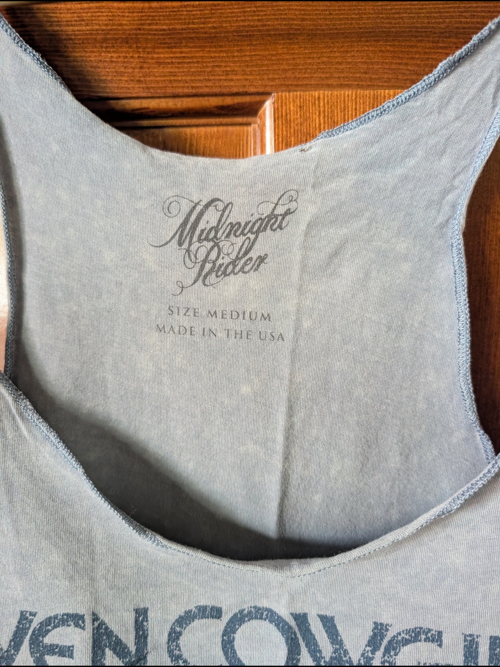 Midnight Rider Vintage Light Blue Graphic Racerback Tank - Picture 2 of 4
